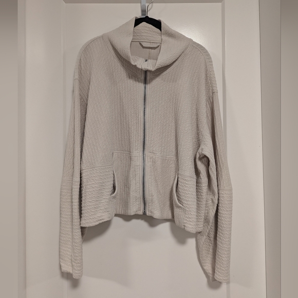 Lululemon Textured Crop Sweatshirt Oversized Jacket Neutral XL/XXL - Picture 3 of 16